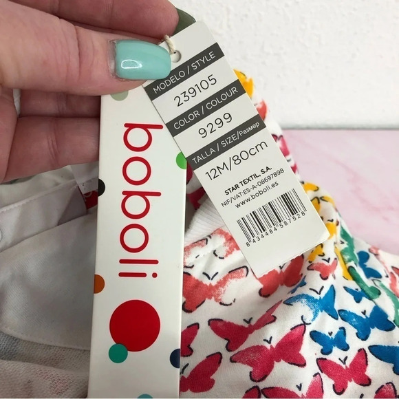 NWT Boboli hoodie jacket multicolor butterflies zip front size 12 months - Picture 5 of 11